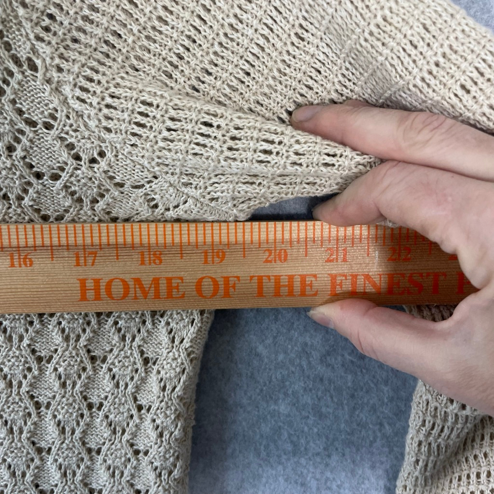 LL Bean Linen Cotton Open Knit Cardigan Beige Women Medium - Picture 9 of 10